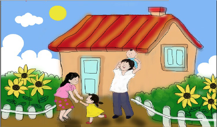 vẽ tranh đề tài sinh hoạt gia đình hạnh phúc