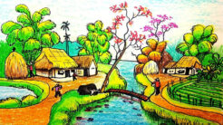 Cách Vẽ Ngôi Nhà Nông Thôn Bằng Sáp Dầu, Vẽ Ngôi Nhà Nông Thôn/How To Draw Country House