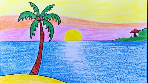 Vẽ tranh phong cảnh biển đơn giản cho học sinh - Nội Thất Hằng Phát